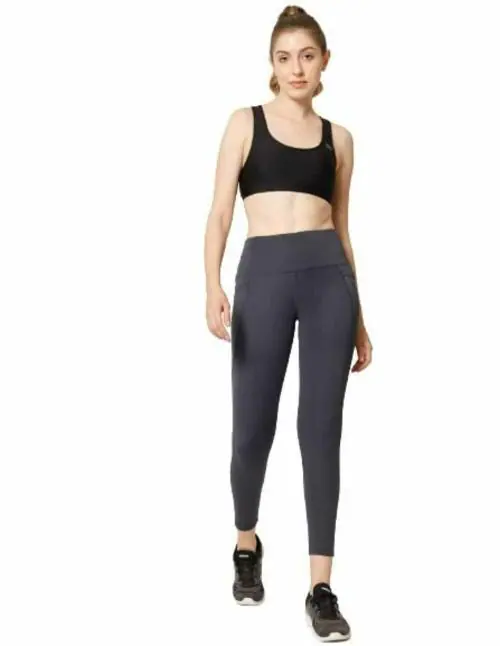 Emberge Women's Gym Wear Tights | Track & Yoga Pants for Women Workout & Exercise with Mesh Insert & Side Pockets