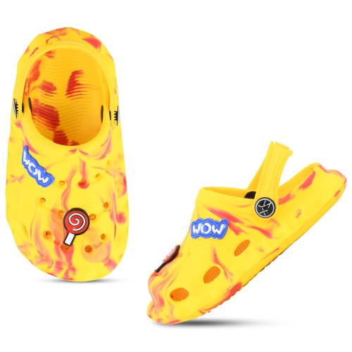 SMARTOTS Kids Stylish Dailywear Comfortable, Lightweight, Anti-Skid Anti-Slip Casual Yellow Clogs/Sandal with Adjustable Sling Back Closure, Size-11C