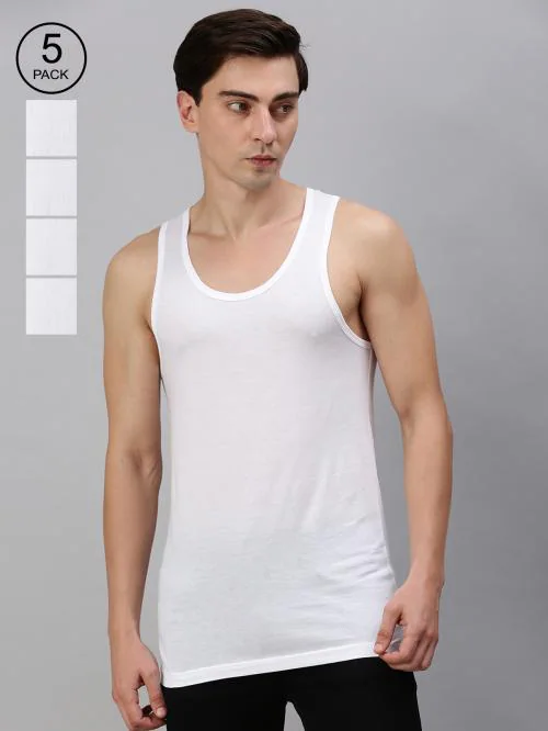ONN - White 100% Imported SuPima Cotton Men's Vest ( Pack of 5 )