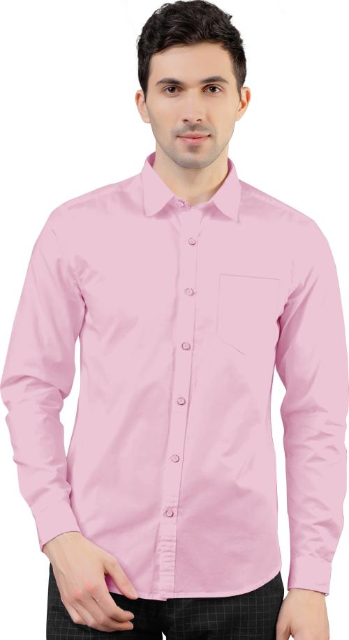AJ Brothers Men Pink Solid Poly Silk Spread Collar Casual Shirt - XL