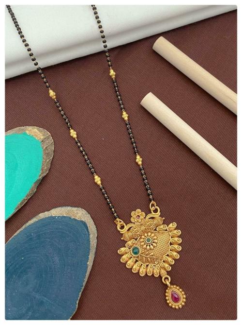 RPRM Women's Alloy Latest Designs Matt Gold Cooper Plaring Mangalsutra For Women's