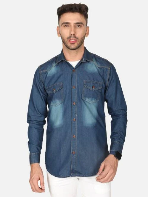 SADO Men Regular Fit Solid Spread Collar Casual Shirt
