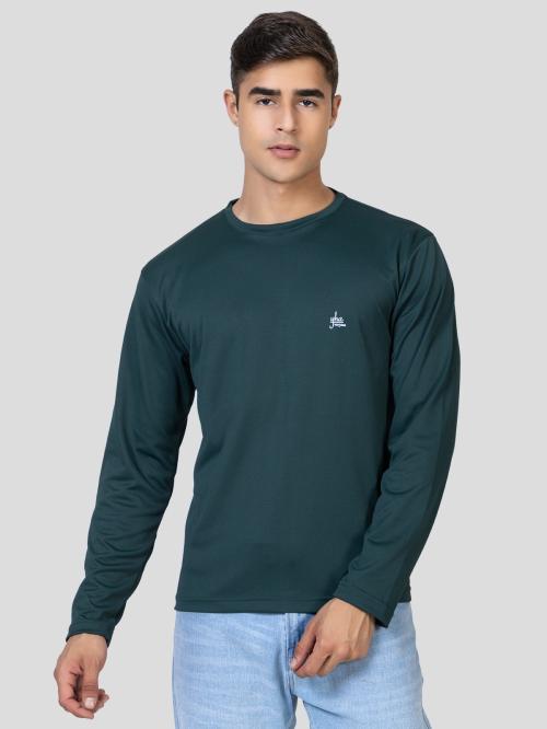 YHA Round Neck Full Sleeves Men's T-shirts Bottle Green
