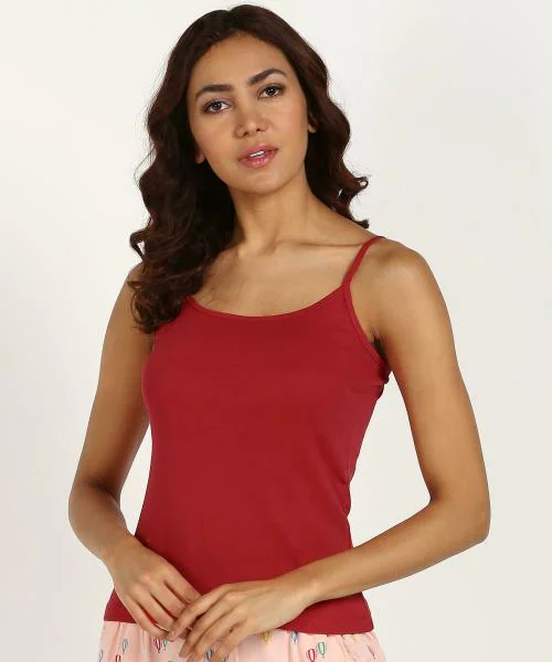 FRUIT OF THE LOOM Women's Dark Pink Solid Cotton Pack of 1 Camisole