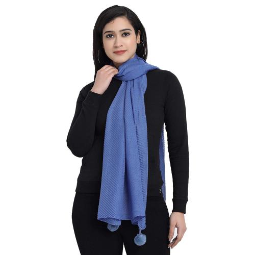 Wicked Stitch Womens CornFlower Blue Solid 100 Percent Cotton Crush Scarves