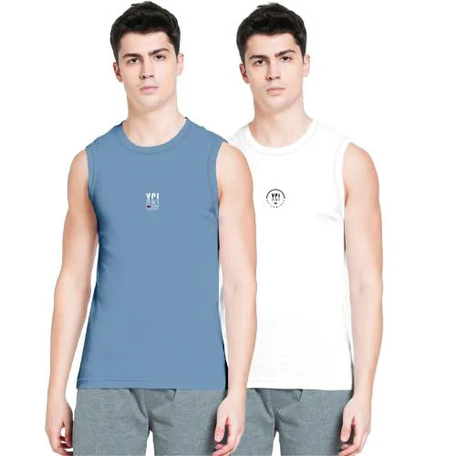 TAB91 Men's Sleeveless Sando DENIM & WHITE Colour L Size