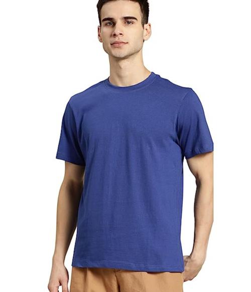 Semantic Men Royal Blue Plain Cotton T-Shirt (2Xl)