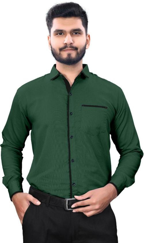GLORISTAR Men Solid Formal Dark Green Shirt
