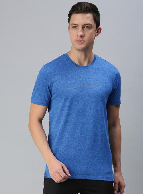 Macroman M Series Men Bril Blue Solid Polyester Single Round Neck T-shirt