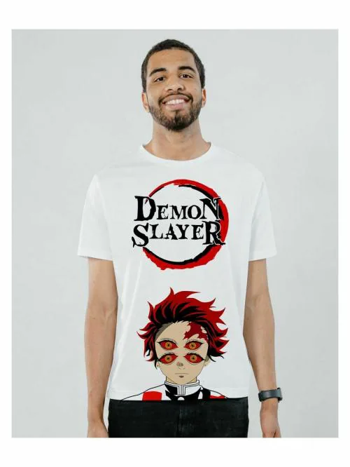 Mad Over Print Anime Demon Slayer Eyes Men's T-shirt