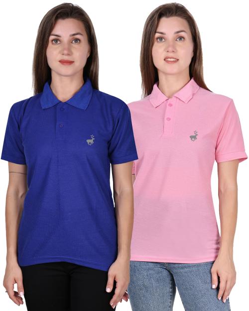 Ansh Fashion Wear Polo T-Shirts for Pack of 2 Women's and Girl's -Royal Blue & Pink T-Shirt for Men | Mens T-Shirt | Trendy T-Shirts for Men