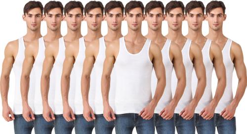 Hap Men's Cotton White Vest (Xs) (Pack of 10) Undershirt_XS