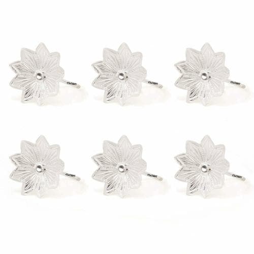 ELOISH 999 Pure Silver Flower for Puja, Temple at Home, Workplace and Gifting (Pack of 6)
