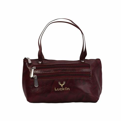 LuckOn Maroon Leather Clutch Bag 028