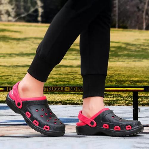 Birde Memory Foam Red and Black Clogs for Men