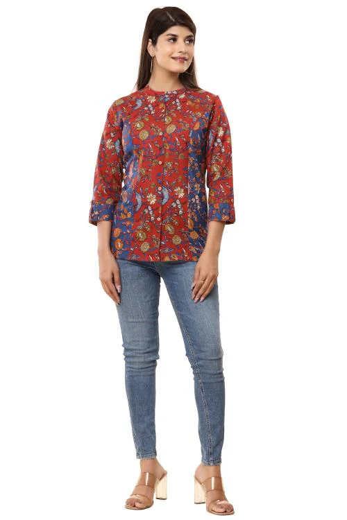 VIHAAN IMPEX Formal Cotton Printed Women Multicolor Top