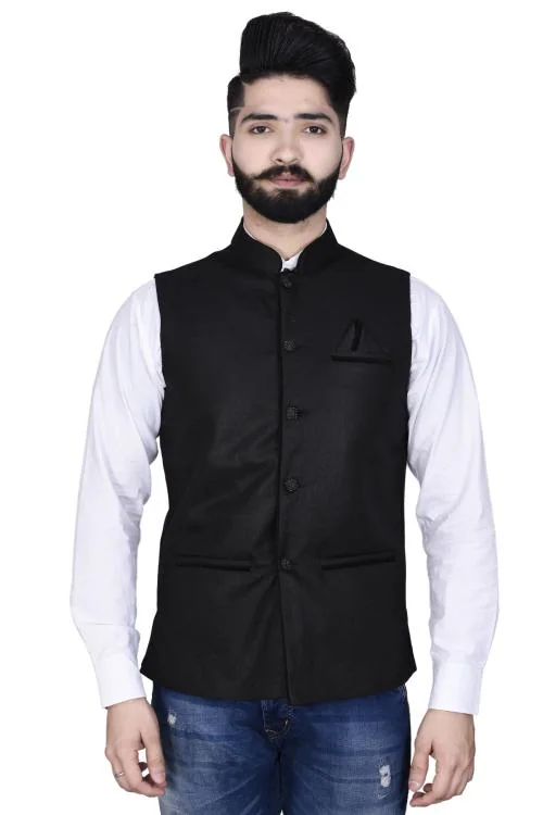 Buzzic men black nehru jacket