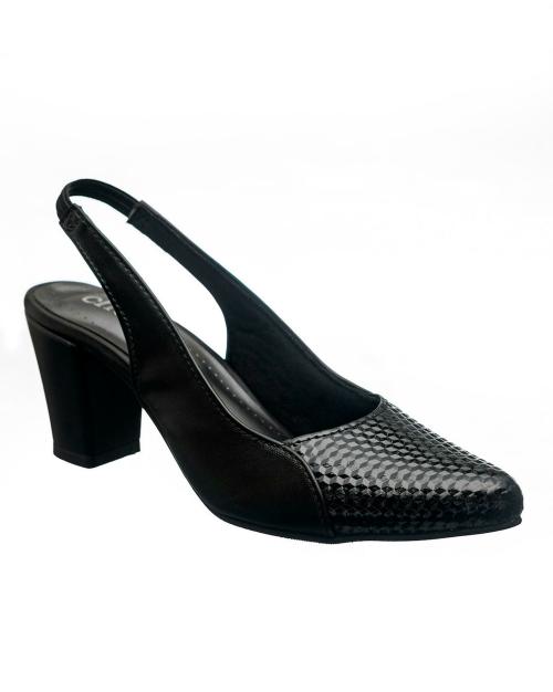 CHERE Jet Black Sling Back Block Heels for Women’s | Comfortable Sandals for Casual, Party and Formal Occasions