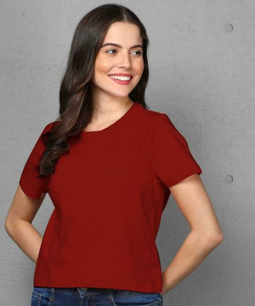 Nice Queen Women Red Solid Pure Cotton T-Shirts (XXL)
