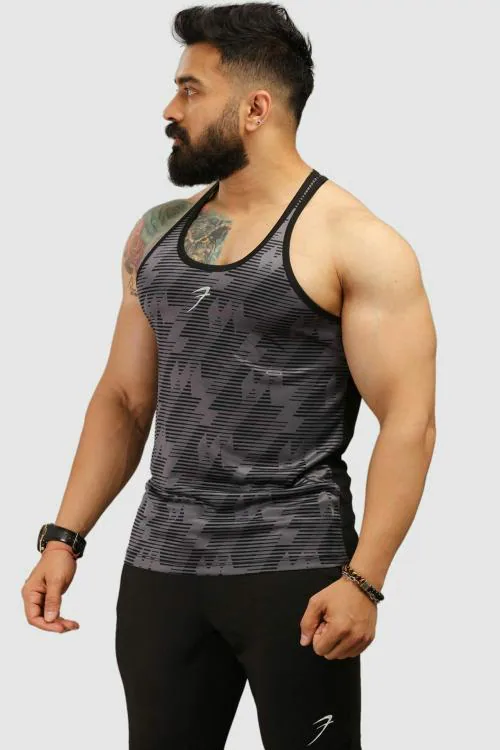 Fuaark Amplify Stringers Sports and Gym Vest for Men Grey