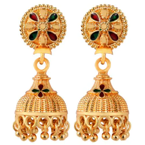 Fashion Frill Fashion Frill Designer Floral Design Gold Plated Drop Earring For Women Stylish Latest Fancy Earrings