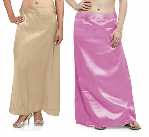 Guddan Beige & Pink Satin Petticoat Combo (Free Size)