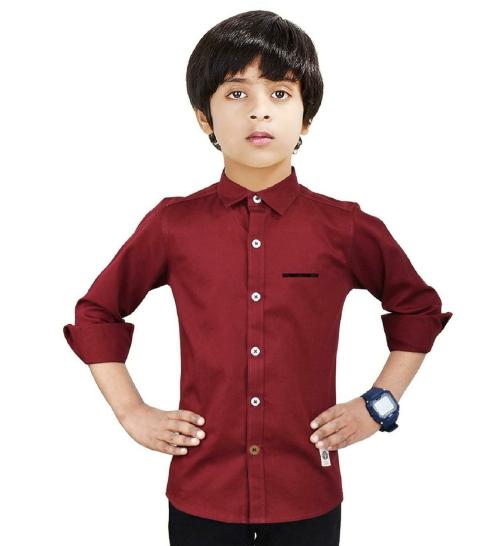 Made in the Shade Boys Maroon Solid Shirts
