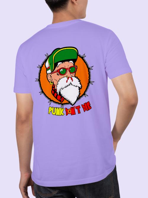 BLISSINK Dragon ball Z Front And Back Printed Lavender Cotton Tshirt for Men