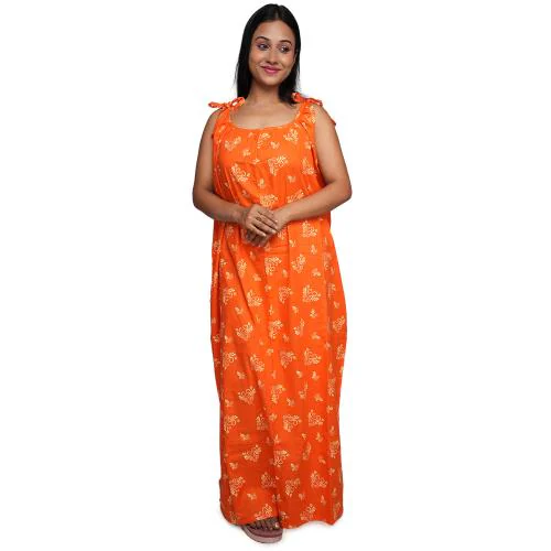 Sathvik Black Tropical Print Cotton Blend Nightdress