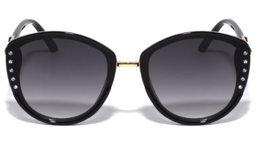 Kitty Cat Oversized Cateye Golden Rose Design Metal Temple With Polarized UV400 Protection Lens Lightweight Sunglasses - Goggles for Women & Girls