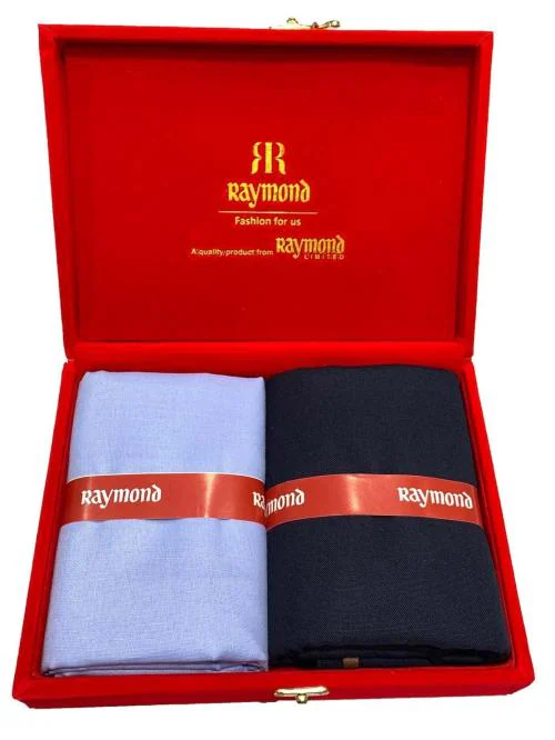 Raymond Polycotton Blue Shirt & Trouser Fabric in Velvet Box Packing (Shirt-2.30 m, Pant-1.20 m)Velvetta-25