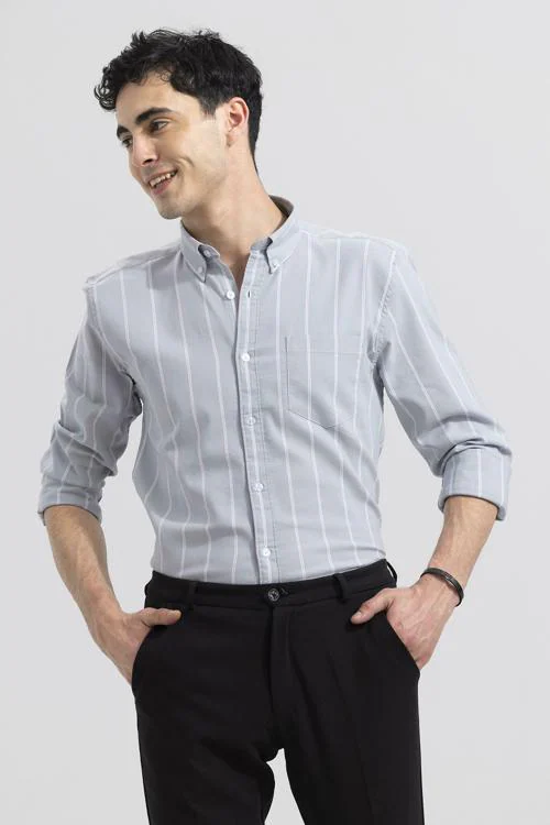 SNITCH String Stripe Grey Shirt Mens Shirt
