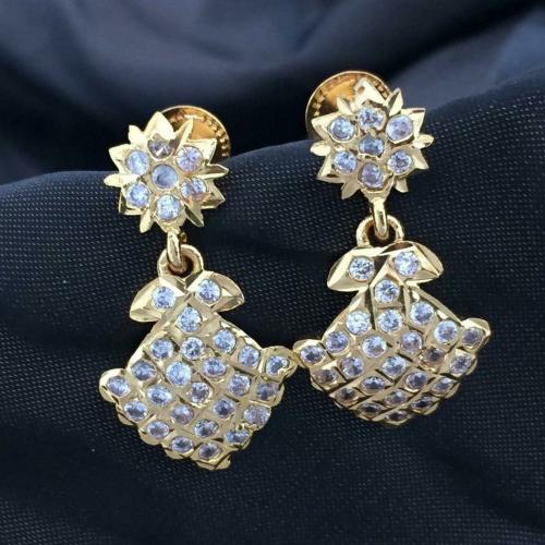 PBM CREATIONS Gold Plated Drops And Danglers Earing White, Gold For Women, Girls