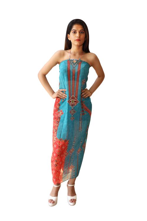 RAJORIA INSTYLE - Women Georgette Digital Printed Beach wear Kaftan Freesize EVA-2-S