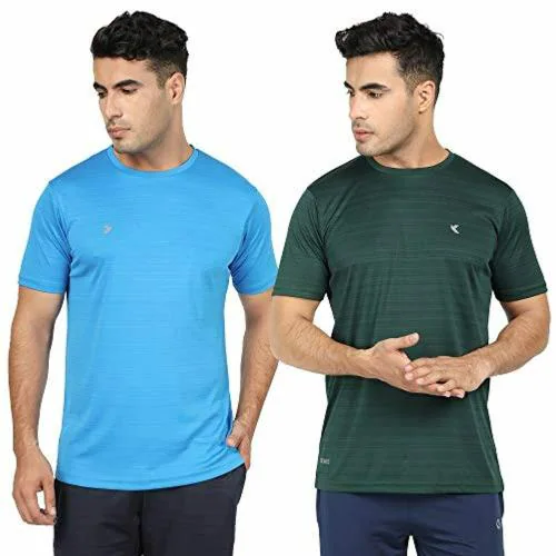 KRONOS Men Multicolor Polyester Blend Round Neck T-shirt (Pack Of 2)