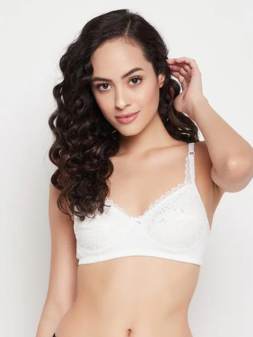 Clovia White Solid Cotton Single Full Coverage Bra