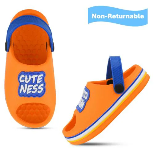 ONFEET Kids Stylised Comformtable Lightweight CuteNess Typographic Orange Casual Clogs for 15 Months to 3.5 Years Boys/Girls/Toddler/Infant/Babies