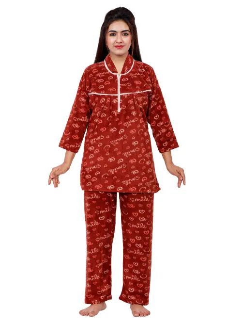 Buy NACNO Women'sGirl's Woolen/Winter Super Soft Top & Pajama Set