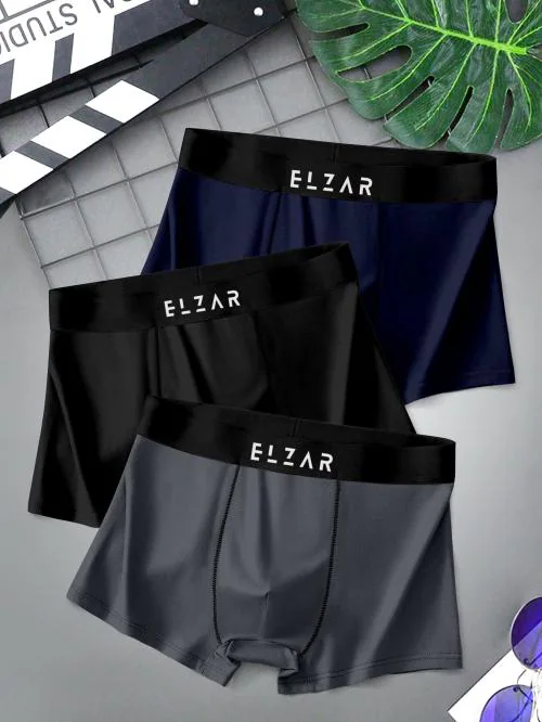 ELZAR Men’s Ultra Soft Ice Silk Men's Underwear Nylon Material Briefs | Men's Brief Boxer (Pack of 3_Multicolor)-M