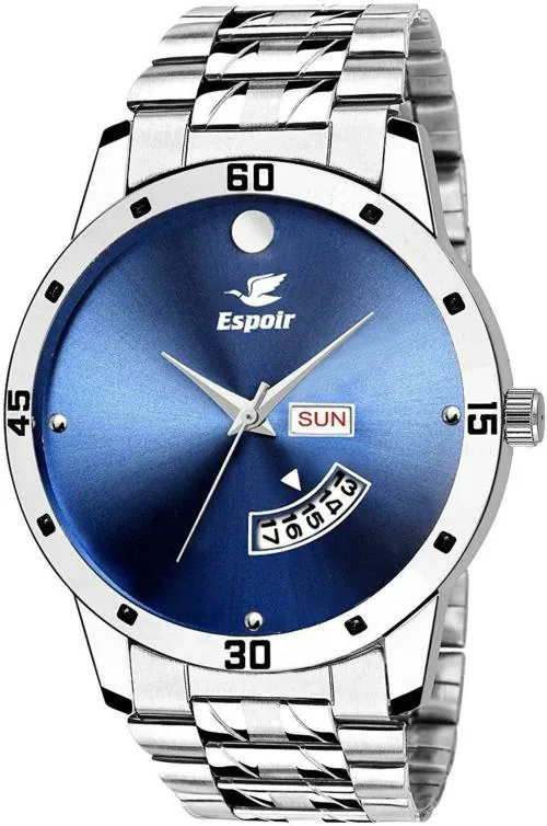 Espoir Men Blue Dial Silver Strap Analog Watch