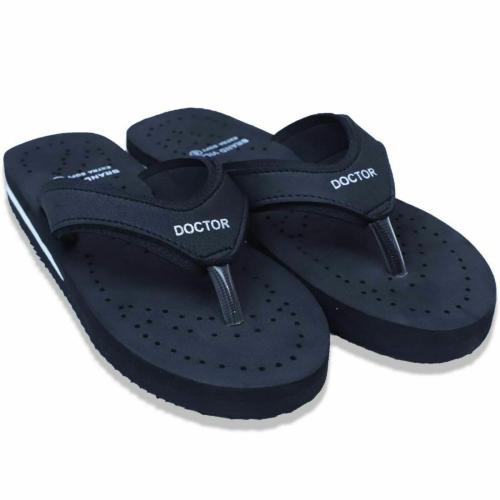 BRAND VILLA BRAND VILLA Women's Grey House Slipper for Women's Ortho Care Dr Orthopaedic Super Comfort Fit Flat Cushion Chappal Flip Flop for Ladies and Girls (BLACK) 7 UK