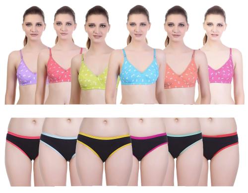FLANKER Women Lingerie Sets Undergarments Fancy Designer Combo ( Pack of 12 ) -TNY-BCK