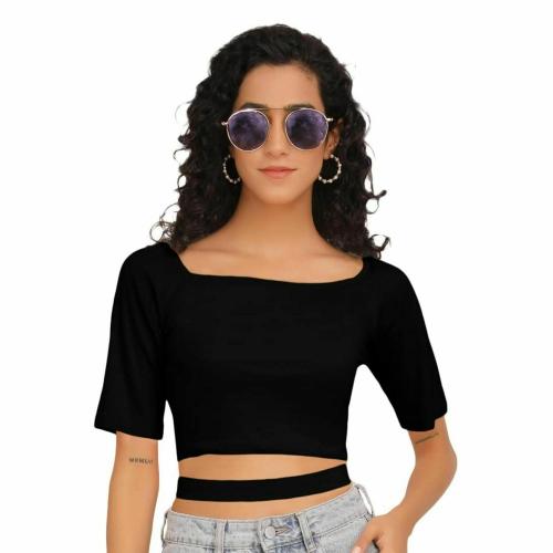 Buy Ad2Cart Women Black Cotton Va4459 Comfy Square Neck Crop Top (Xs