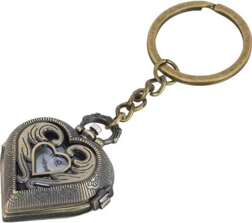 GT Gala Time Sb Fashion Point Brown Metal Heart Design Pocket Watch Pocket Watch Chain