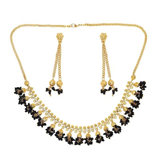 Buy Bodha Black Brass Gold Jewellery Necklace Set 22K with Earrings For Women Online at Best