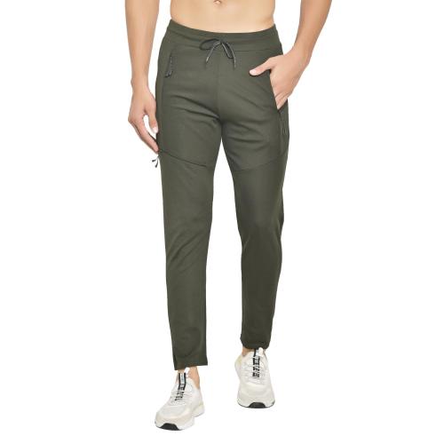 Bebuniyad Men Dark Green Lycra Casual Zipper Track Pant