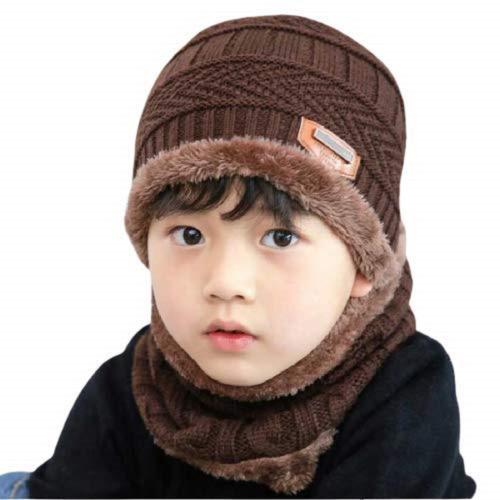 Eastern Club Woolen Winter Cap with Neck Scarf for Boys and Girls/Kids Winter Cap (Age 8-14 Years) (Brown)