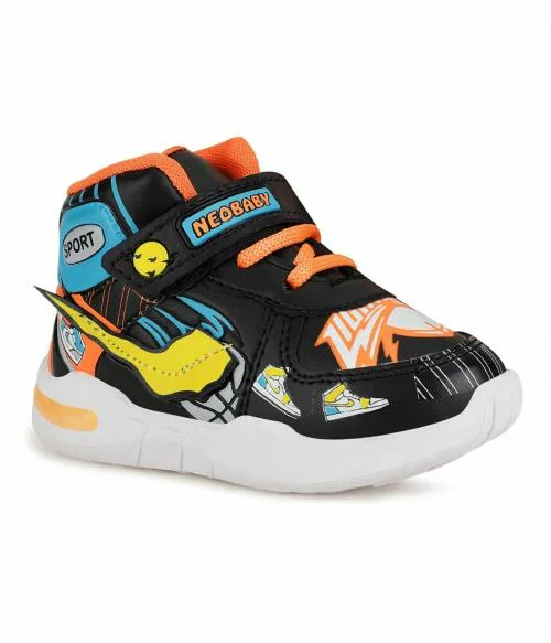 NEOBABY Black Velcro Sneakers for Boys & Girls