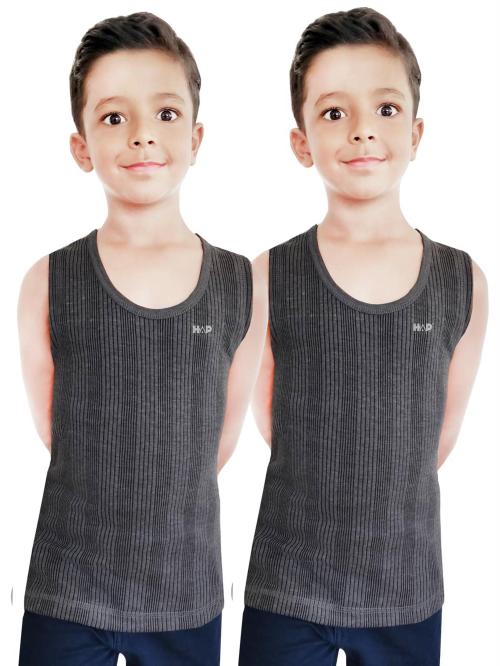 Hap Boys And Girls Grey Cotton Pack Of 2 Sleeveless Top 70___7-8 Y