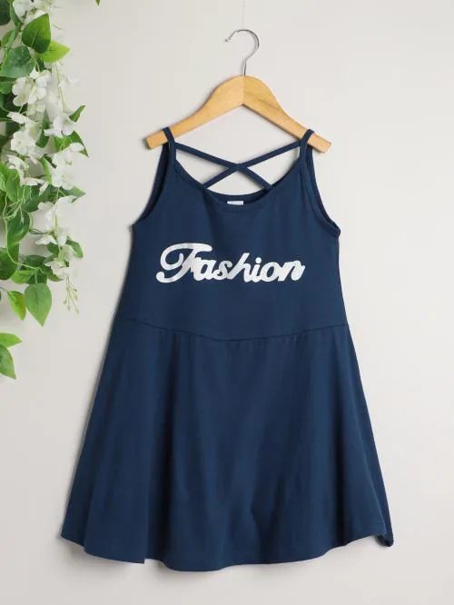 Whaou! Girls Dress | Kids Dress | Kids frock | Girls frock | Navy colour | 3 years to 14 years | Party wear | Cotton | Modern dress | Sleeveless